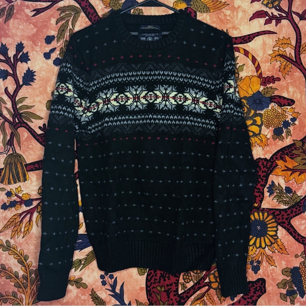 Black and Grey American Eagle Classic Winter Sweater